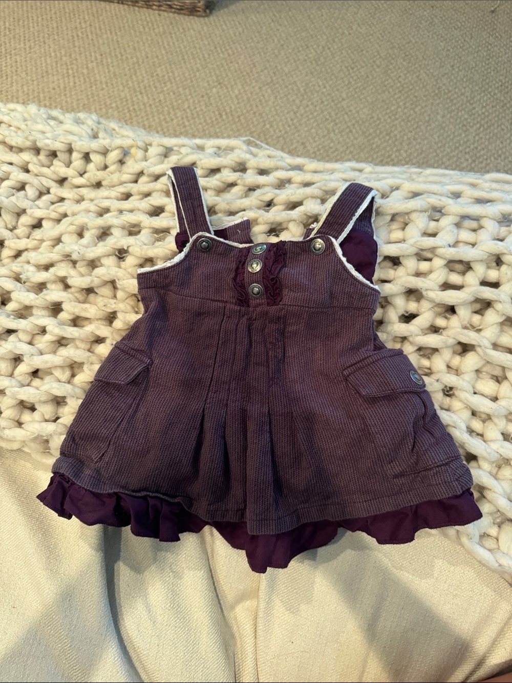 Calvin Klein Jeans Purple Corduroy Ruffle Dress